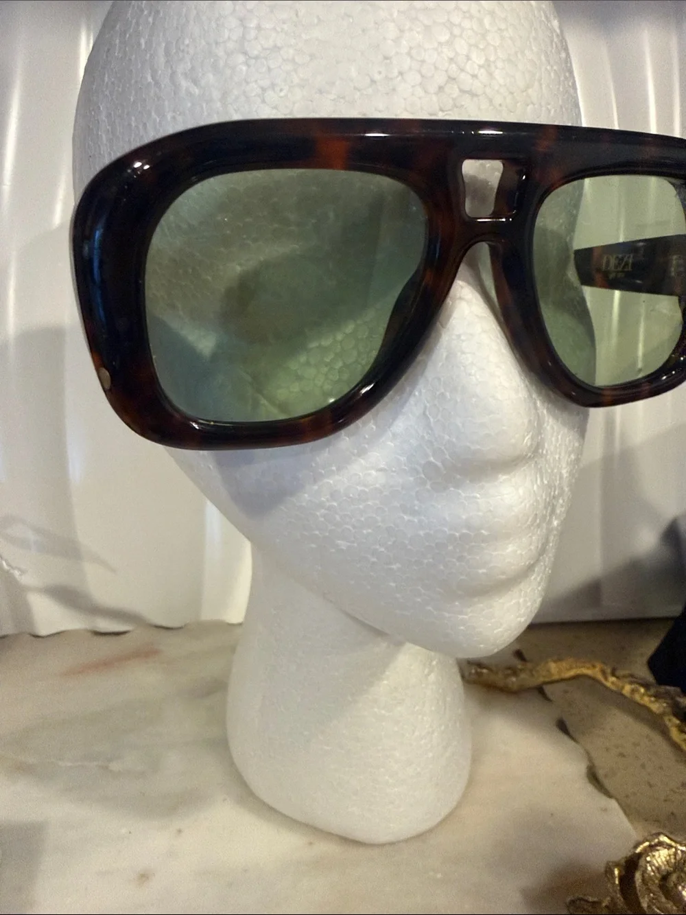 Tortoiseshell Oversized Women's Sunglasses - Brown Frame Green Lens